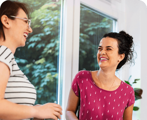 Two women talking